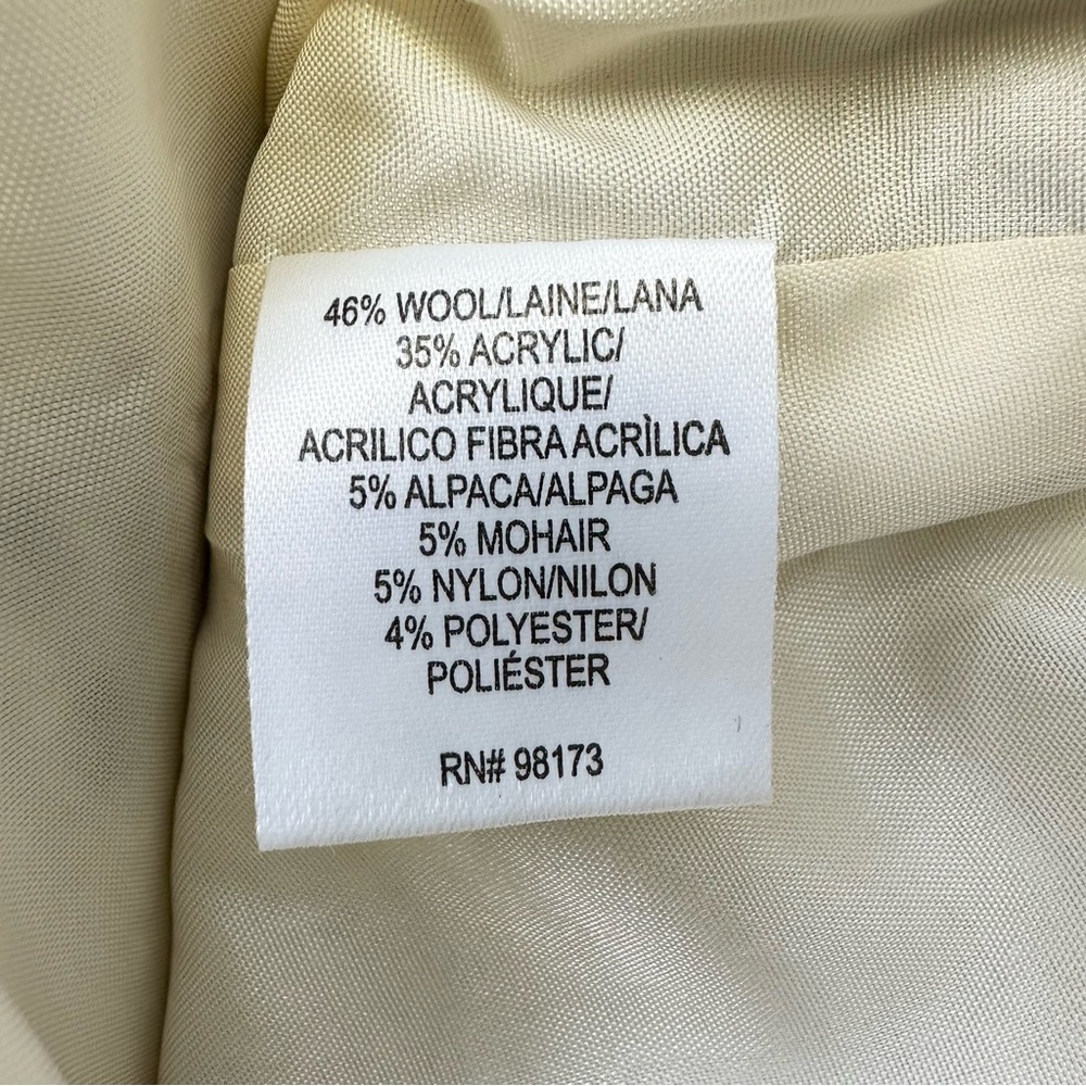 W by Worth Brushed Striped Mini Skirt Womens Size 12 Ivory & Tarragon Wool Blend - Picture 10 of 11